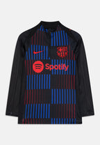 FC Barcelona Camisola Pré-Jogo Preta e Azul - Manga Comprida - fotografia original 1