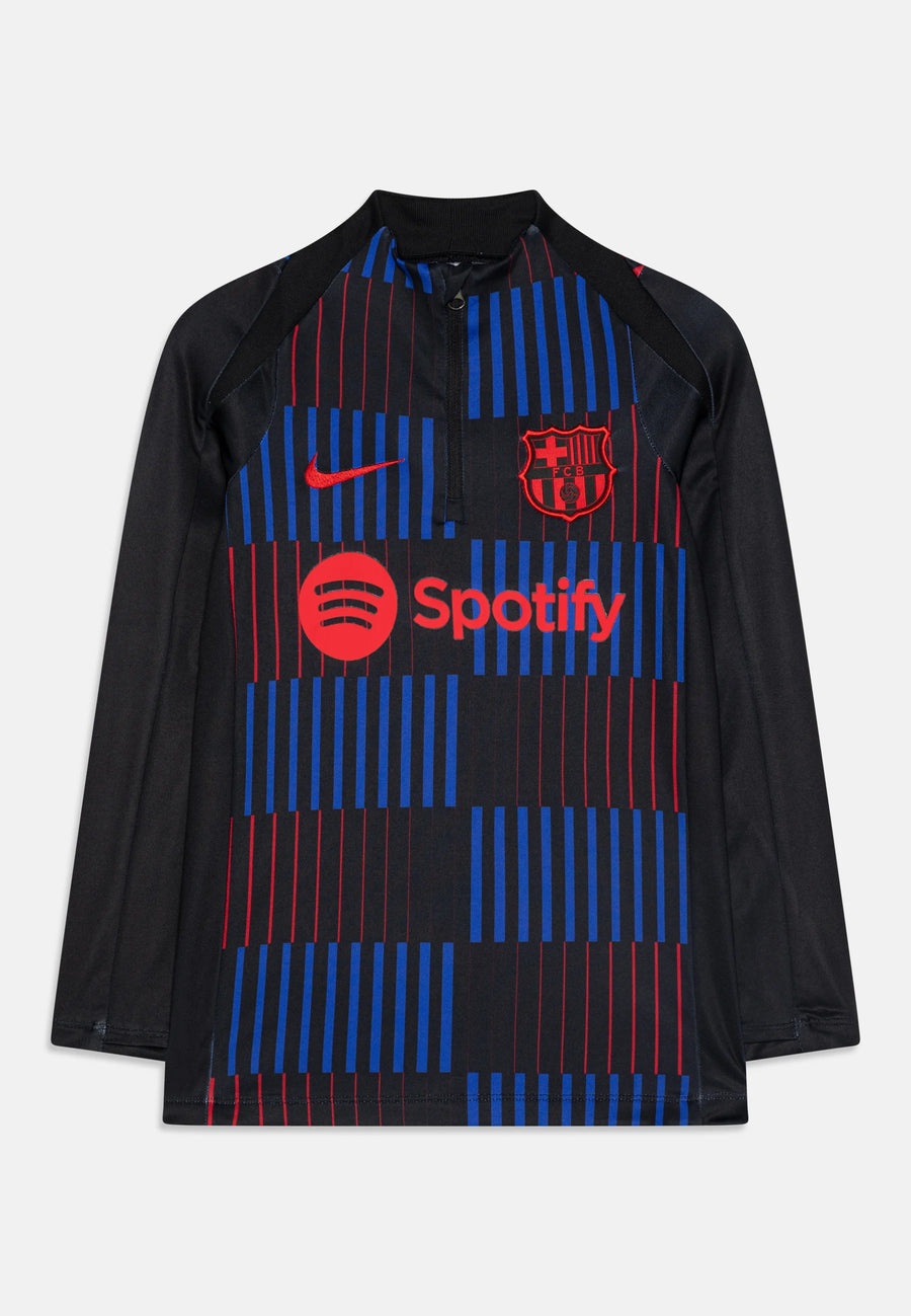 FC Barcelona Camisola Pré-Jogo Preta e Azul - Manga Comprida