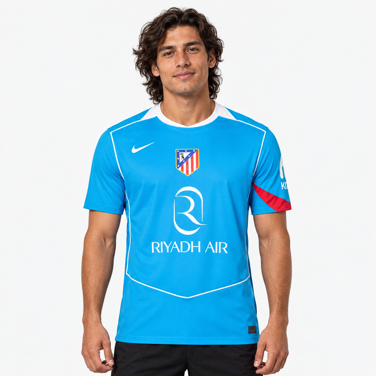 Atlético Madrid Camisola Terceira - 25/26 — hero editorial com modelo IA