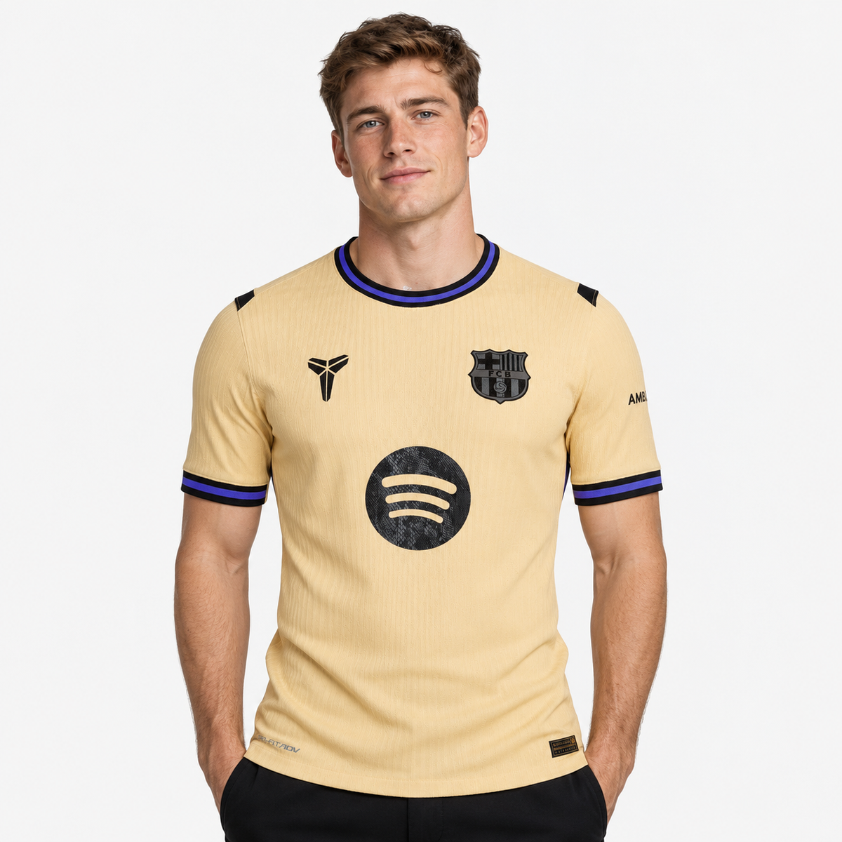 FC Barcelona Camisola Secundária - 25/26 — hero editorial com modelo IA