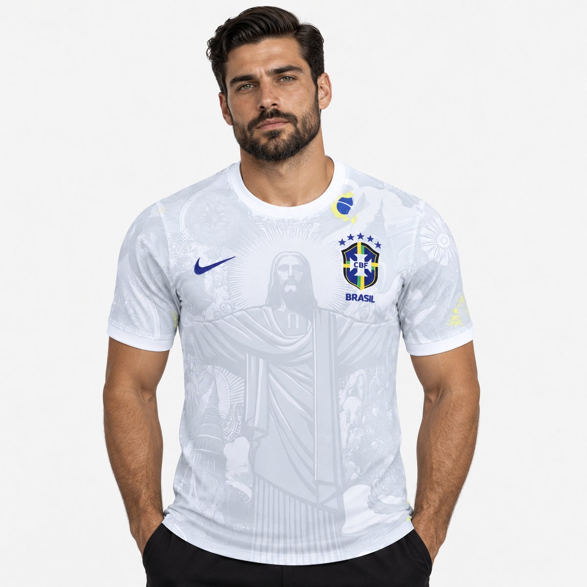 Brasil Camisola Edição Especial Branca - 24/25 - hero com modelo distinto
